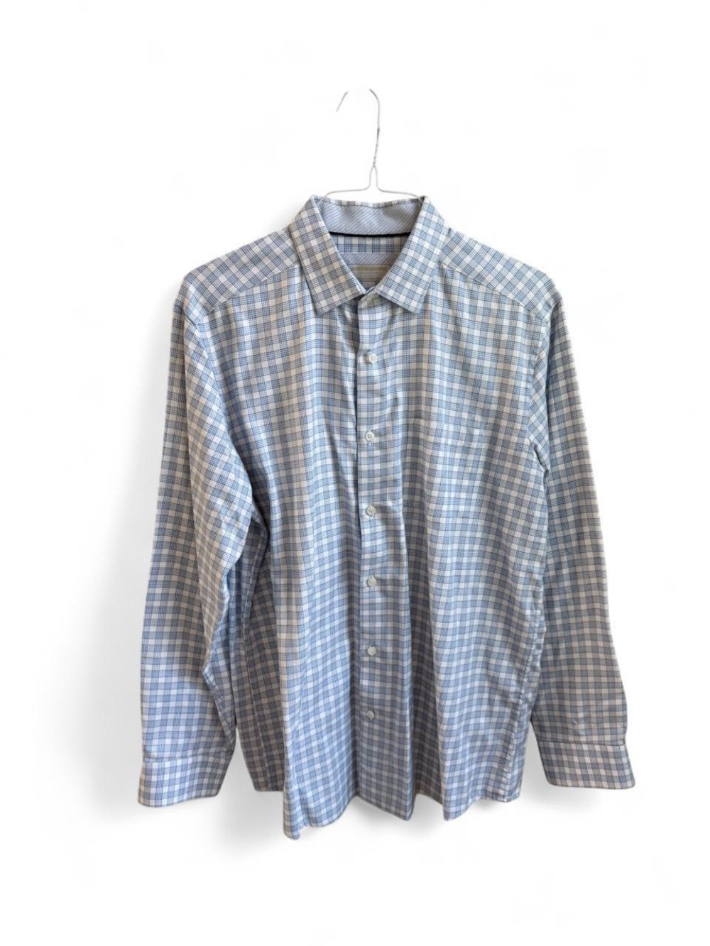 Johnston & Murphy Blue Plaid Button Down Shirt